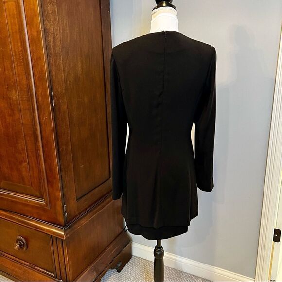 GUIDO vintage black faux wrap black dress with shoulder pads size medium/ Large - Picture 6 of 15